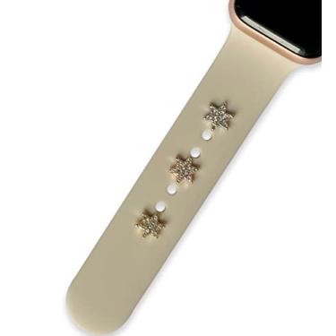 Imagem de Charm Berloque Pin Strass Anel Símbolos Pingente Patas Coração Kits Love, Compatível com Pulseiras para Apple Watch (Estrela Strass - Rose)