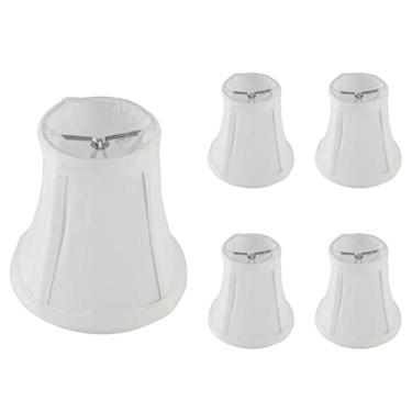 Imagem de EFINEHOME Lâmpada com clipe para lâmpada de candelabro mini abajur - barril de tecido apenas para velas, lustre de parede, acessórios de iluminação DIY (5, branco)