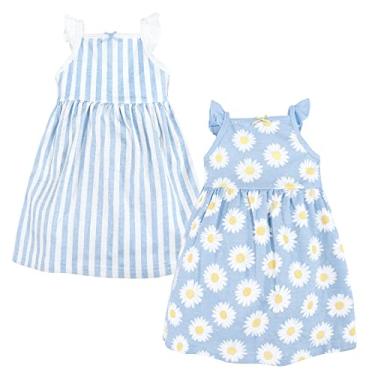 Imagem de Hudson Baby Vestidos de algodão para bebês meninas, Margarida azul, 3-6 Meses