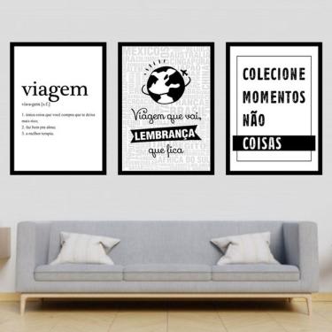 Imagem de Kit 3 Quadros Decorativos Viagem - Colecione Momentos