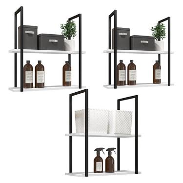 Imagem de Kit 03 Prateleiras Decorativas Multiuso Industrial D01 Design Branco Fosco - Lyam Decor