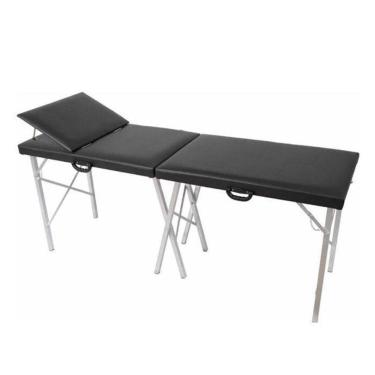 Imagem de Maca Portátil Com Reclinagem Gold Preta 170 Kg