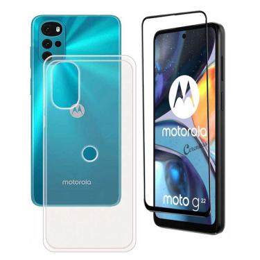 Imagem de Capinha Anti Quedas + Película 3D Vidro Temperado Rígido Compatível Moto G22