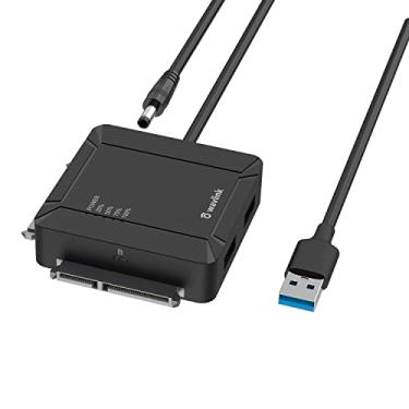 Imagem de WAVLINK Cabo adaptador de disco rígido USB 3.0 para SATA III com adaptador de energia de 12V para SSD e HDD de 2,5" e 3,5", conversor externo portátil e compacto, suporte UASP, design sem ferramentas - preto
