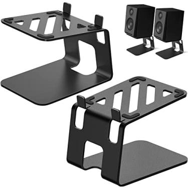 Imagem de VAYDEER Suportes de alto-falante de mesa com almofadas de absorção de vibração, suportes de alto-falante de metal para pares de suporte de até 18 kg, suportes de alto-falante de estante para melhor