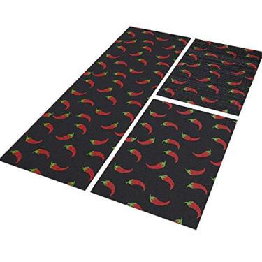 Imagem de Style Brazil Tapete Passadeira Cozinha Peppers 120x40 + 2 Capachos 60x40