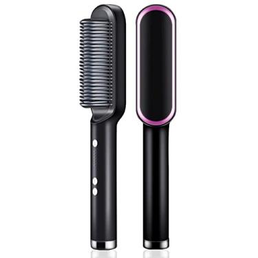 Imagem de EVERLUSH Escova alisadora de cabelo – Melhores presentes femininos – Escova de cabelo alisadora – Pente de cabelo com placas de cerâmica antiqueimadura e várias configurações de temperatura