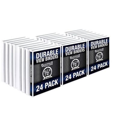 Imagem de Samsill Fichário durável de 0,12 cm branco redondo/Fichário transparente personalizável/Fichário a granel pacote com 24 / Fichário branco com 3 anéis/Fichário de meia polegada