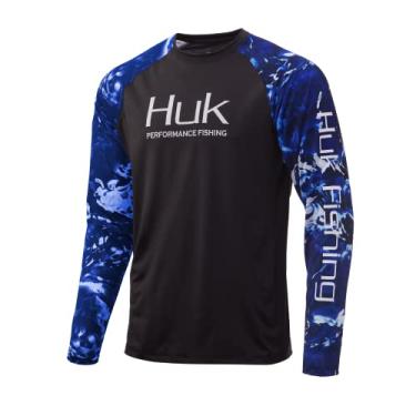 Imagem de Camisa masculina Huk Mossy Oak de manga comprida ventilada com cabeça dupla | Camisa de pesca de manga comprida com + 30 UPF proteção solar, Mossy Oak Hydro Reflex, pequena