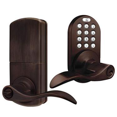 Imagem de MiLocks Maçaneta digital TKL-02OB com entrada sem chave via código de teclado para portas interiores, bronze polido a óleo