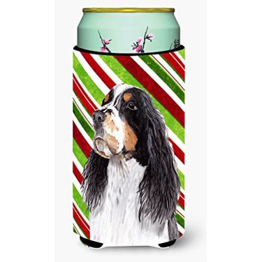 Imagem de Springer Spaniel Candy Cane Holiday Christmas Tall Boy Beverage Insulator Beverage Insulator Hugger