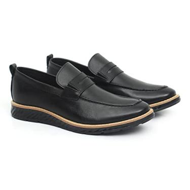 Imagem de Sapato Oxford Masculino Loafer Tratorado Couro All Black cor:Preto;Tamanho:43