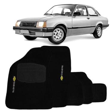 Imagem de Jogo Tapete Carpete Automotivo Chevette 1974 a 1995 5 Peças Preto Bordado