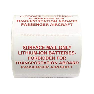 Imagem de Baterias de íons de lítio Surface Mail apenas proibido para transporte a bordo Etiquetas de aeronaves de passageiros 5 x 7 cm 500 adesivos por rolo