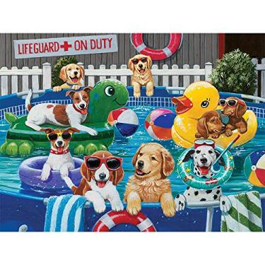 Imagem de Bits and Pieces - Quebra-cabeça de 1000 peças para adultos 50,8 cm x 68,5 cm – Festa na piscina – Quebra-cabeça de cachorro natação de verão 1000 peças da artista William Vanderdasson