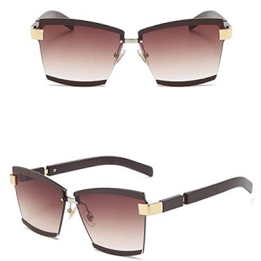 Imagem de Óculos de Sol Retângulo Sem Aro Feminino Retrô Grande Gradiente Preto Óculos de Sol Feminino Óculos Quadrados Sem Armação Óculos, 6, Tamanho Único