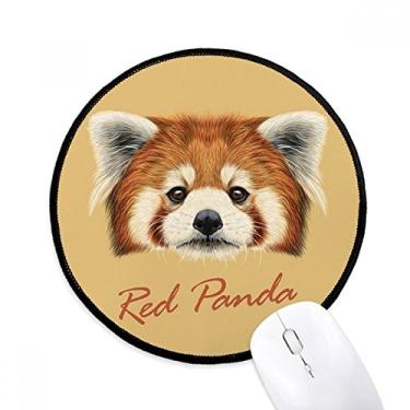 Imagem de Tapete de mouse marrom selvagem animal panda vermelho para escritório tapete redondo para computador