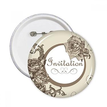 Imagem de Broche redondo com estampa de flores de rosas antigas, broches redondos, emblema, acessório, decoração, 5 peças
