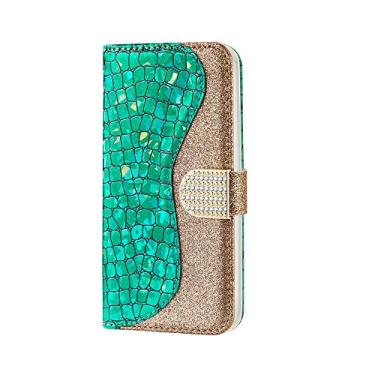 Imagem de Capa tipo carteira feminina Bling Glitter para Samsung S6 S7 S8 S9 S10 S20 Plus S20 Ultra Note 10 Pro Note 20 Ultra Cover, verde, para Samsung S7 Edge