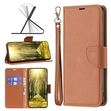 Imagem de Capas de telefone padrão Lichee Samsung Galaxy A14 A 14 5G capa de couro slots para cartão de visita clipe de carteira à prova de choque capa de telefone Samsung A14 5G capas (marrom, Samsung A14 5G)