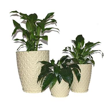 Imagem de Kit 3 Vasos Planta Decorativo Jardim Coluna Diamante 0,1 e 2 Cor:Bege