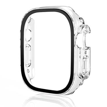 Imagem de SDUTIO Capa de vidro para Apple Watch Case 49mm Bumper Tempered Case Apple Watch Ultra Protetor de Tela Iwatch Serie Ultra 49mm Case (Cor: Transparente, Tamanho: Ultra 49mm)