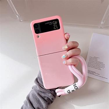 Imagem de Corda de Pulso Moda Estojo Cor Doce Gradiente para Samsung Galaxy Z Flip 3 4 5G Z Flip3 Flip4 Zflip3 Zflip4 Capa, A, Para Z Flip 4