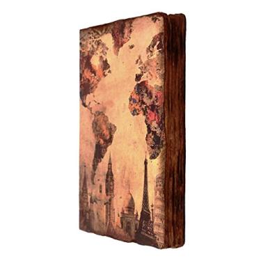 Imagem de Caderno de papel feito à mão Purpledip (diário vintage) 'Um mundo': papel queimado à mão, para emoir pessoal (11120)