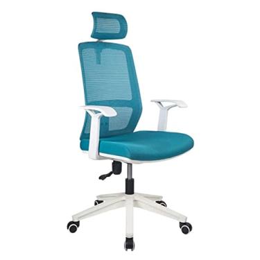 Imagem de cadeira de escritório Mesa de escritório e cadeira ergonômica com apoio lombar Cadeira de computador giratória Elevador Cadeira de malha Almofada de braço Cadeira de assento (cor: azul, tamanho: