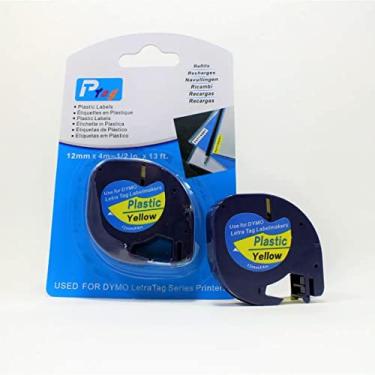 Imagem de Fita Adesiva Plástica Compatível com 91332/91202 amarela 12mm para Rotulador Dymo Letratag LT-100H LT-100T Plus Label Maker QX50 XR MT