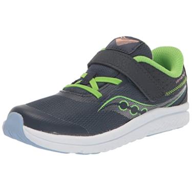 Imagem de Saucony Tênis infantil unissex infantil Kinvara 14 com fecho alternativo Jr, Azul marinho/verde, 17
