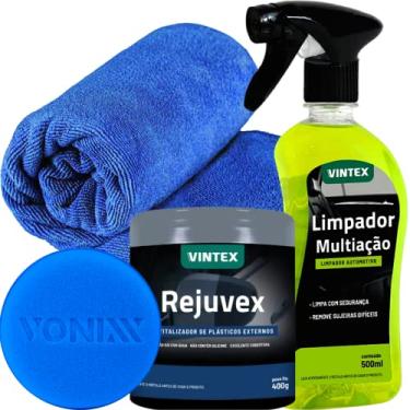 Imagem de Kit Revitalizador e Limpador de Plasticos Externos Para Carros Motos Rejuvex Limpador Multiação Vonixx