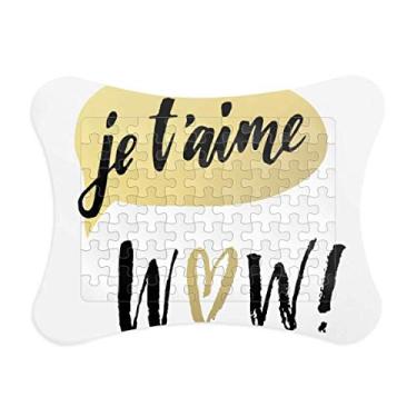 Imagem de Moldura de quebra-cabeça Je T'Aime I Love You estilo citação de papel para casa