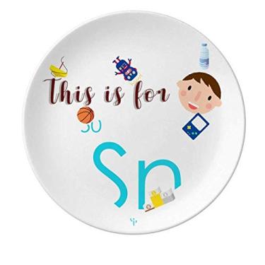 Imagem de Tabela de menstruação Elementos Químicos Metal Poor Tin Sn Porcelana Prato Jantar Redondo Prato Menino Homem