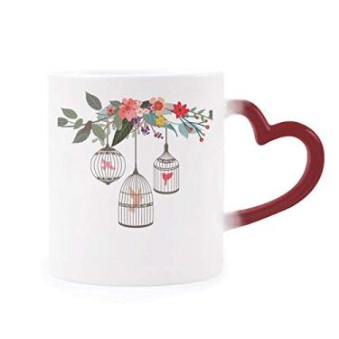 Imagem de Prateleira de flor gaiola sensível ao calor Caneca Xícara vermelha muda de cor