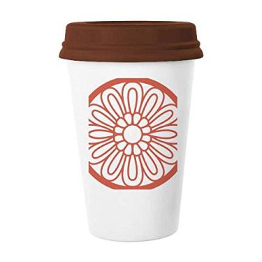 Imagem de Caneca de cerâmica chinesa com estampa tradicional de flor vermelha chinesa para copo de café