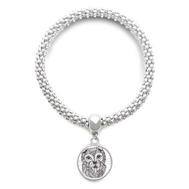 Imagem de DIYthinker Pulseira com pingente de prata de bebê com tinta humana de gato bracelete ajustável