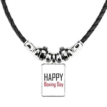 Imagem de DIYthinker Colar Celebrate Boxing Day Blessing Jewelry Torque Pingente de corda de couro
