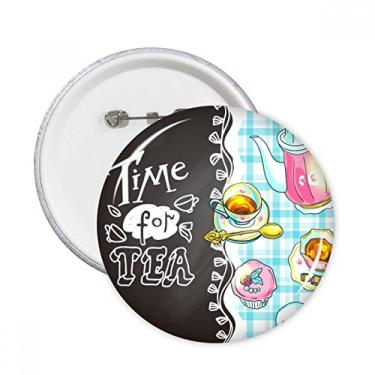 Imagem de Time for Tea Cupcake Bule França Pinos Redondos Emblema Decoração de Roupas Presente 5 peças