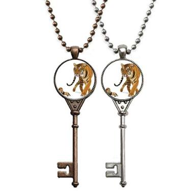 Imagem de OFFbb-USA Nome Gato Tigre Feroz Art Deco Presente Fashion Chaveiro Pingente Joias Decoração Casal