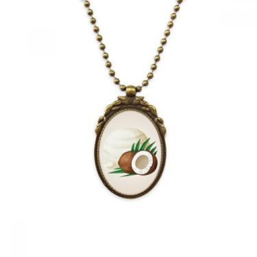 Imagem de DIYthinker Colar antigo com pingente de contas vintage e pingente de picolés de coco, folhas
