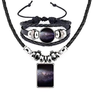 Imagem de Conjunto de joias de pulseira de couro com padrão de universo de nebulosa cósmica elíptica
