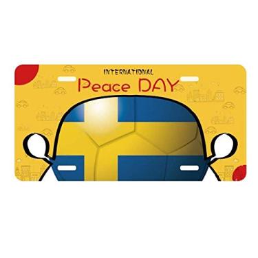 Imagem de DIYthinker Placa de licença de futebol americano bandeira nacional da Suécia etiqueta decoração de carro dia da paz