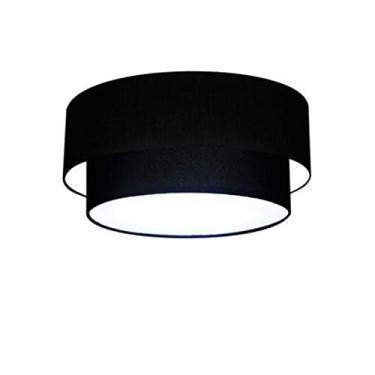 Imagem de Plafon Duplo Cilíndrico Cúpula Tecido 25/50x40 cm, Vivare Iluminação, Plafon3017 PR, Preto, Médio