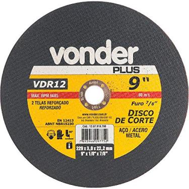 Imagem de Disco de corte 228,6x3,0x22,22 2 telas para aço carbono vdr12 - Vonder Plus