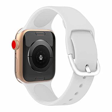 Imagem de Pulseira Silicone Moderna compatível com Apple Watch 45mm 44mm e 42mm - Marca LTIMPORTS (Branco - Tamanho M/L [G])
