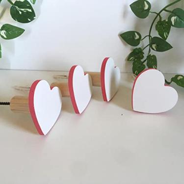 Imagem de Kit 4 Ganchos De Parede Mdf Laminado Formato Coração