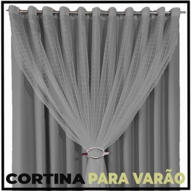 Imagem de Cortina Blackout Fiori Para Varão E Sala 5,50 X 2,80 Preto - Enxovais