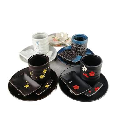 Imagem de Conjunto de mesa de cerâmica pintada à mão com quatro talheres de estilo japonês e restaurante eólico, uma pessoa, quatro pratos, Acessórios de cozinha