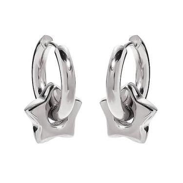 Imagem de NUEAYMS Brincos pendentes de coração de estrela destacáveis, brincos de gota de hip hop, estilo urbano, brincos de pingente de joias